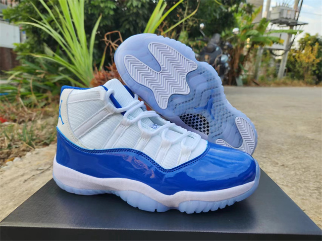 Men's Running weapon Air Jordan 11 White/Blue Shoes 073 Men's Running weapon Air Jordan 11 White/Blue Shoes 073